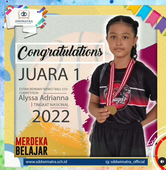 Alyssa Adrianna Grade 4  Adrianna achieved first place award for Extraordinary Basketball under -10 Competition 2022