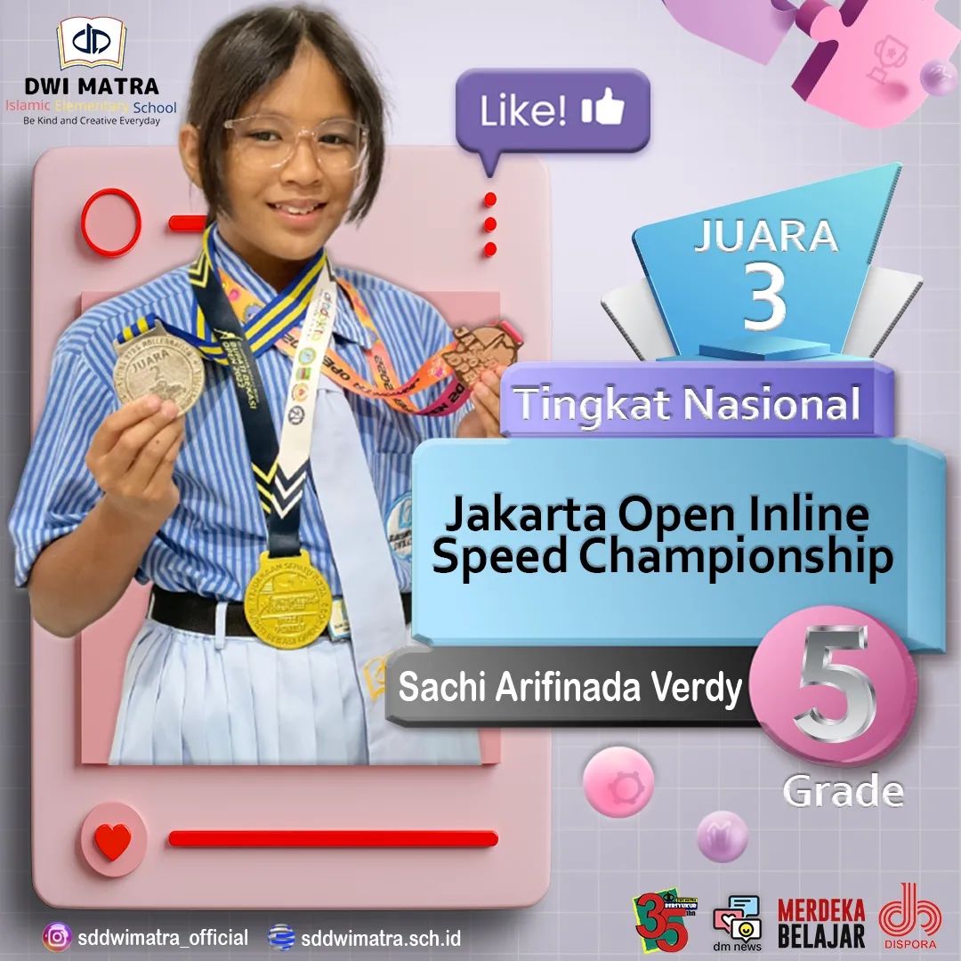 Sachi Arifinada Verdy grade 5 , achieved 3rd place at Jakarta Open inline speed Competition.